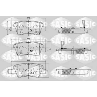 Jeu de 4 plaquettes de frein arrière SASIC 6216183