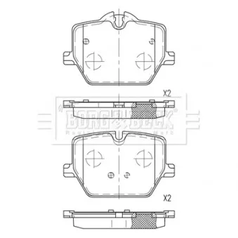 Jeu de 4 plaquettes de frein arrière BORG & BECK BBP2856