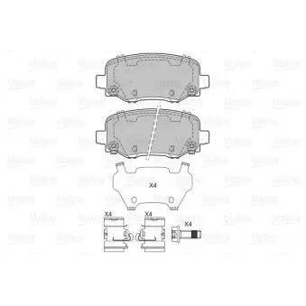 Jeu de 4 plaquettes de frein arrière VALEO 601432