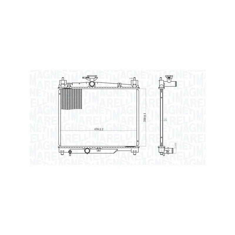 Radiateur, refroidissement du moteur MAGNETI MARELLI 350213164800