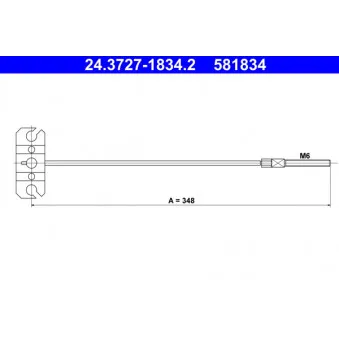 Tirette à câble, frein de stationnement ATE 24.3727-1834.2