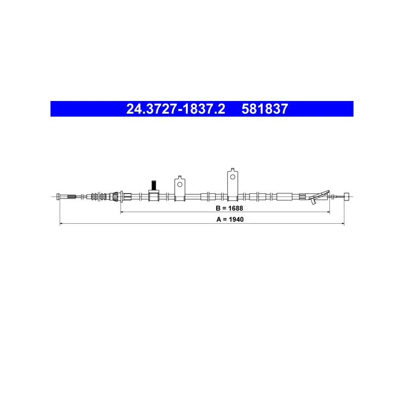 Tirette à câble, frein de stationnement ATE 24.3727-1837.2