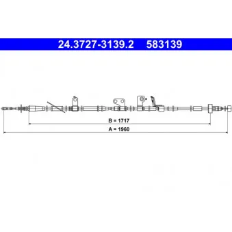 Tirette à câble, frein de stationnement ATE 24.3727-3139.2