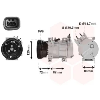 Compresseur, climatisation VAN WEZEL 1300K429