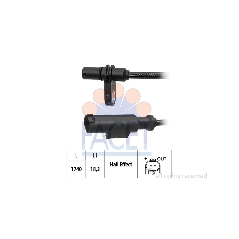 Capteur, vitesse de roue FACET 21.0243