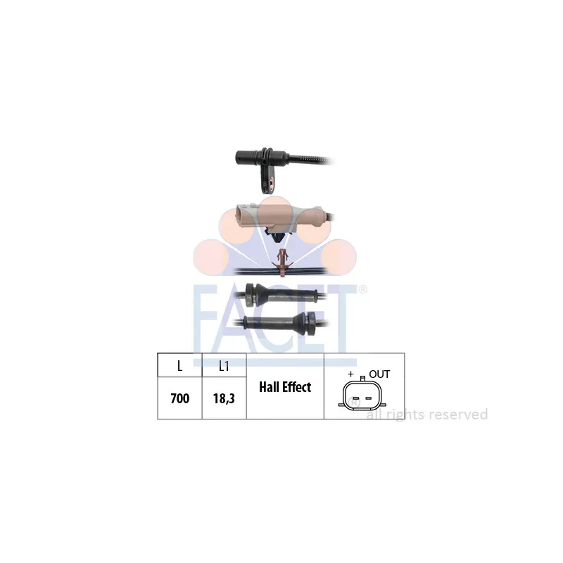 Capteur, vitesse de roue FACET 21.0256