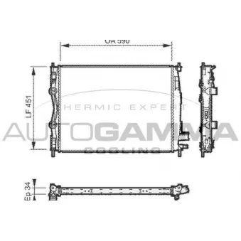 Radiateur, refroidissement du moteur AUTOGAMMA 104530