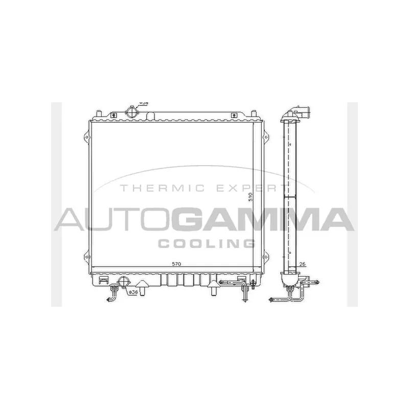 Radiateur, refroidissement du moteur AUTOGAMMA 104646