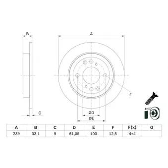 Jeu de 2 disques de frein arrière BOSCH 0 986 479 E95