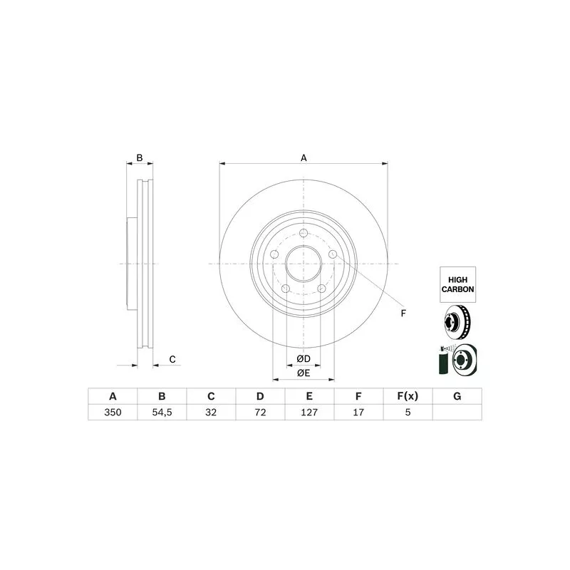 Jeu de 2 disques de frein avant BOSCH 0 986 479 F01