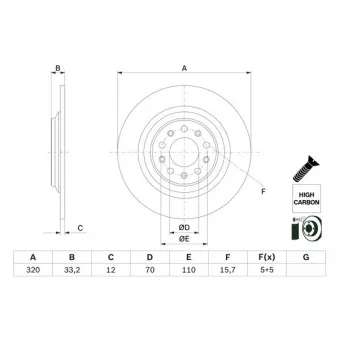 Jeu de 2 disques de frein arrière BOSCH 0 986 479 G74