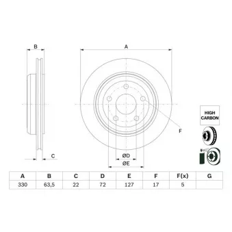 Jeu de 2 disques de frein arrière BOSCH 0 986 479 G84