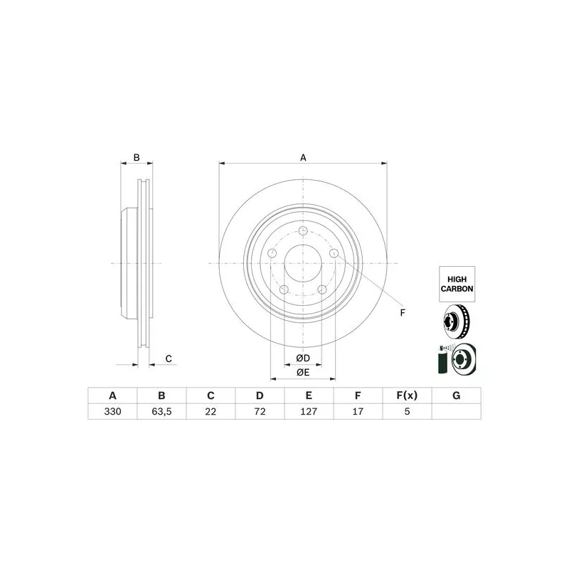 Jeu de 2 disques de frein arrière BOSCH 0 986 479 G84