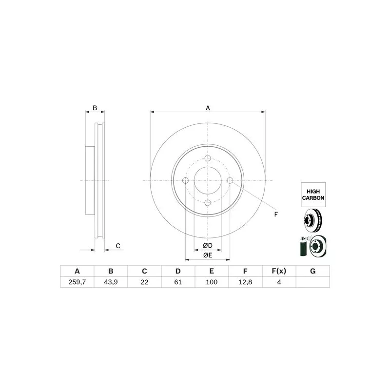 Jeu de 2 disques de frein avant BOSCH 0 986 479 G95