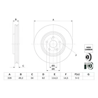 Jeu de 2 disques de frein avant BOSCH 0 986 479 H04