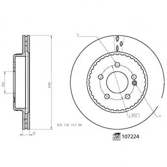 Jeu de 2 disques de frein arrière FEBI BILSTEIN 107224