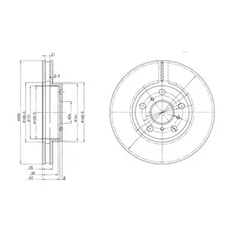 Jeu de 2 disques de frein avant DELPHI BG2450