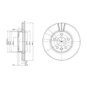 Jeu de 2 disques de frein avant DELPHI BG3025