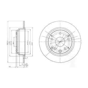 Jeu de 2 disques de frein arrière DELPHI BG4095