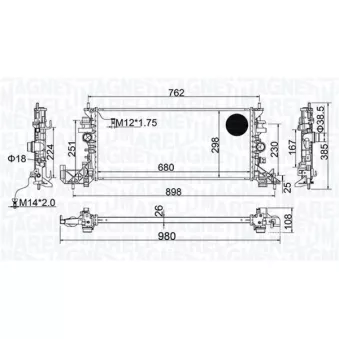 Radiateur, refroidissement du moteur MAGNETI MARELLI 350213206700