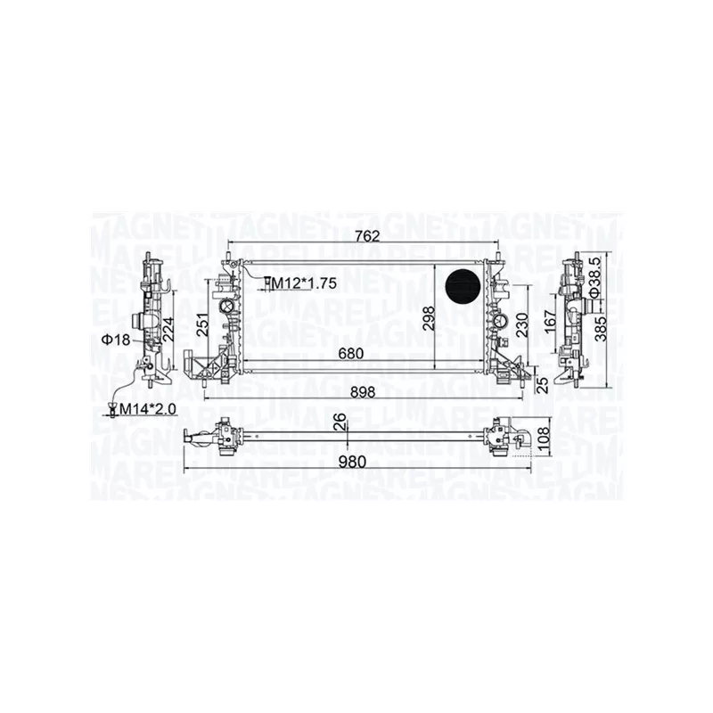 Radiateur, refroidissement du moteur MAGNETI MARELLI 350213206700