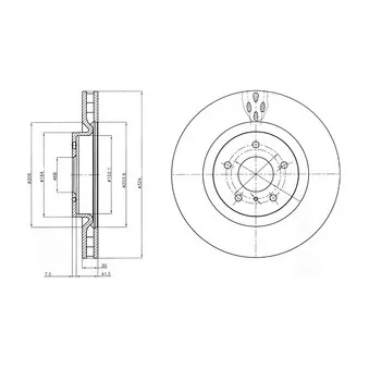 Jeu de 2 disques de frein avant DELPHI