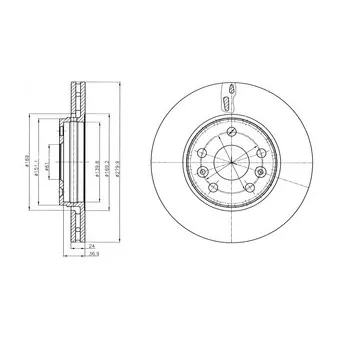 Jeu de 2 disques de frein avant DELPHI