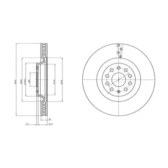 Jeu de 2 disques de frein avant DELPHI BG9109C