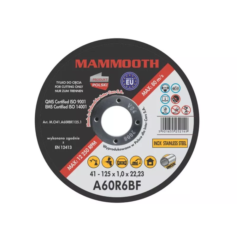 Disques à tronçonner MAMMOOTH M.CI41.A60RBF.125.1/B