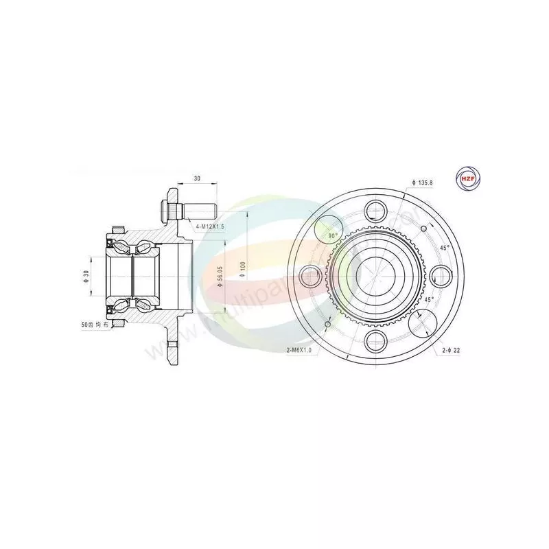 Roulement de roue arrière ODM-MULTIPARTS 70-040029