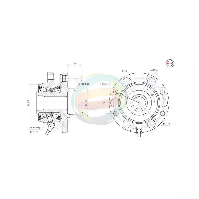 Roulement de roue avant ODM-MULTIPARTS 70-060009