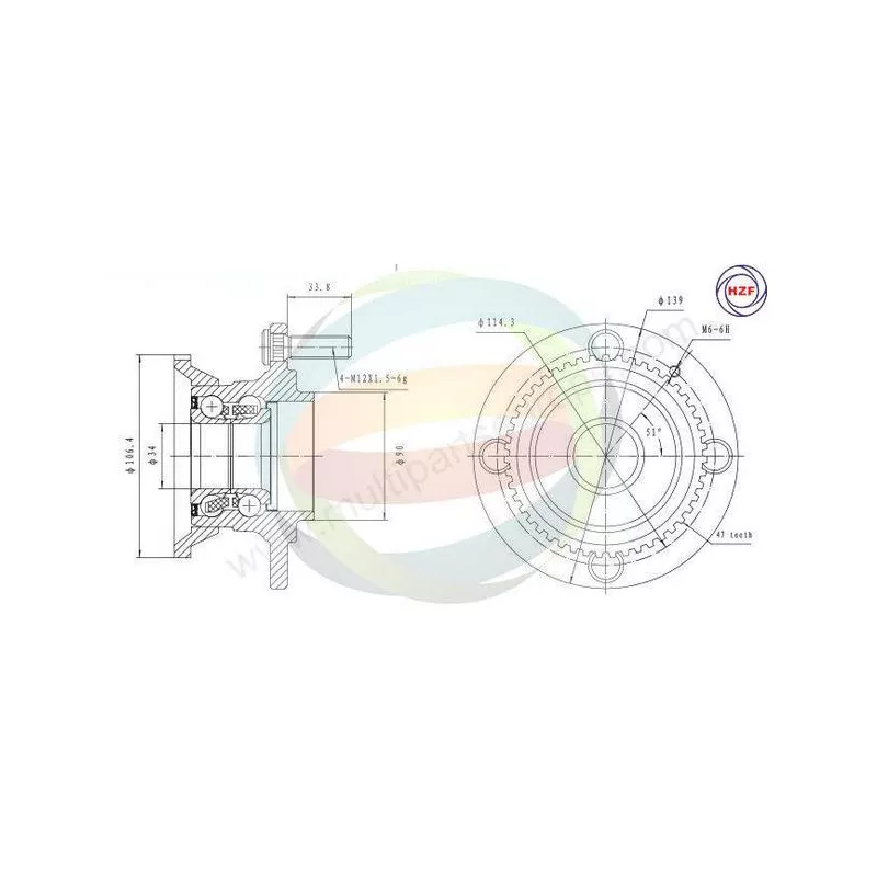 Roulement de roue arrière ODM-MULTIPARTS 70-080005