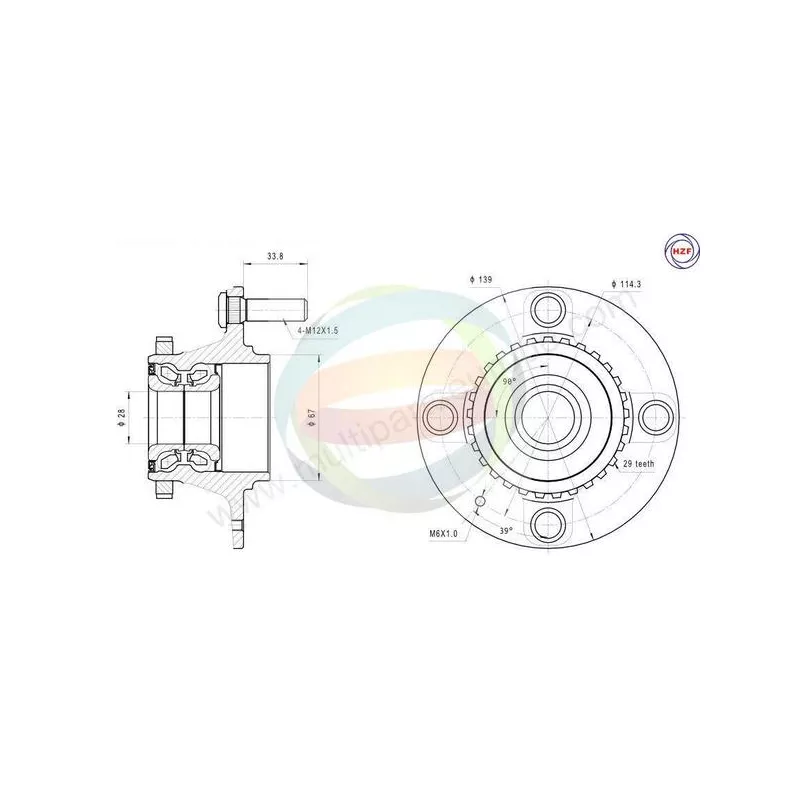 Roulement de roue arrière ODM-MULTIPARTS 70-080029