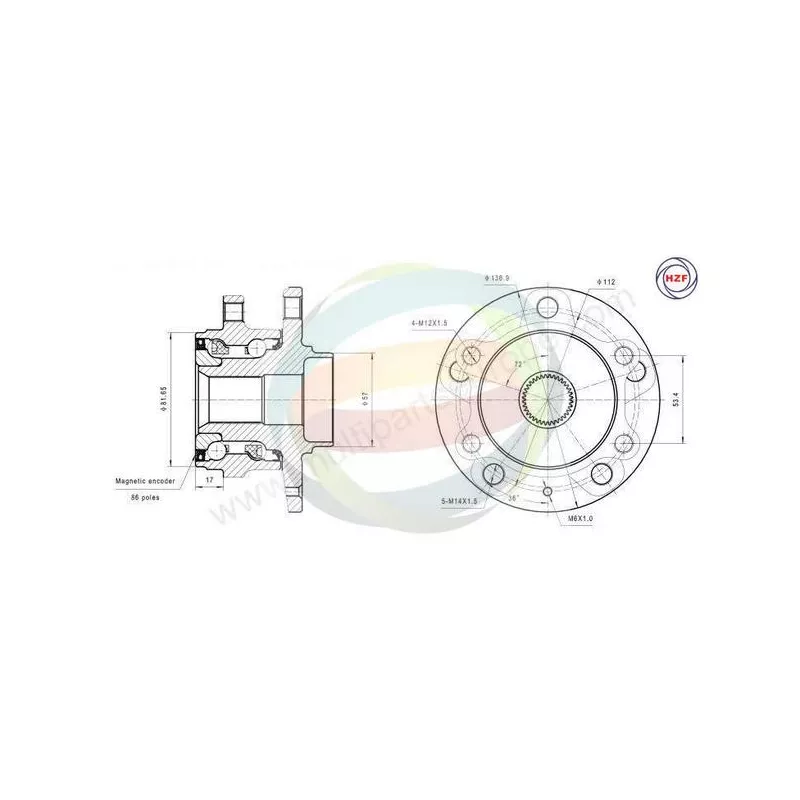 Roulement de roue avant ODM-MULTIPARTS 70-210095