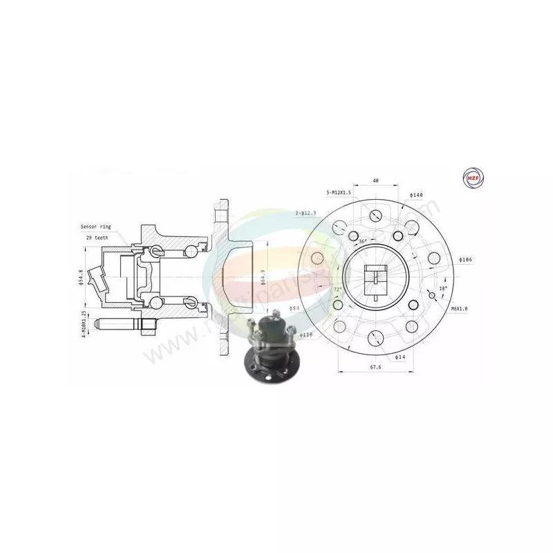 Roulement de roue arrière ODM-MULTIPARTS 70-230013