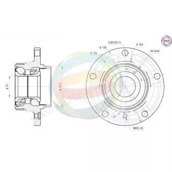 Roulement de roue avant ODM-MULTIPARTS 70-340006