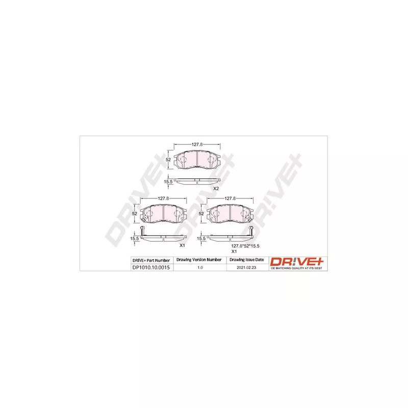 Jeu de 4 plaquettes de frein avant Dr!ve+ DP1010.10.0015