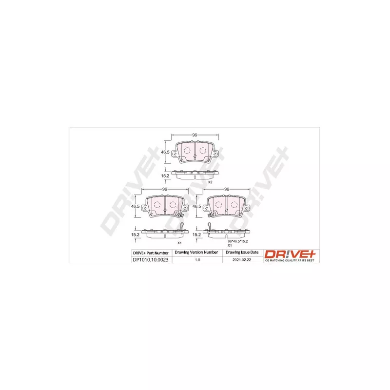 Jeu de 4 plaquettes de frein arrière Dr!ve+ DP1010.10.0023