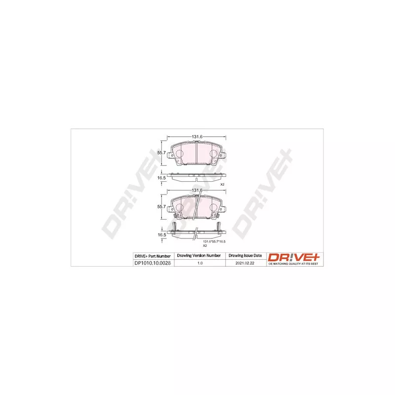 Jeu de 4 plaquettes de frein avant Dr!ve+ DP1010.10.0028