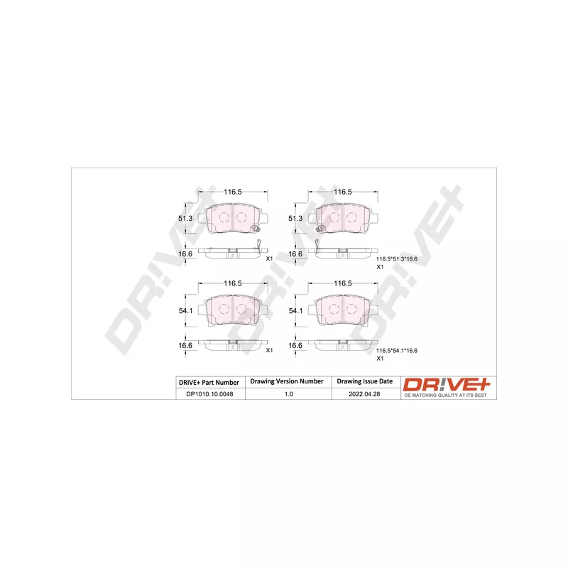 Jeu de 4 plaquettes de frein avant Dr!ve+ DP1010.10.0048