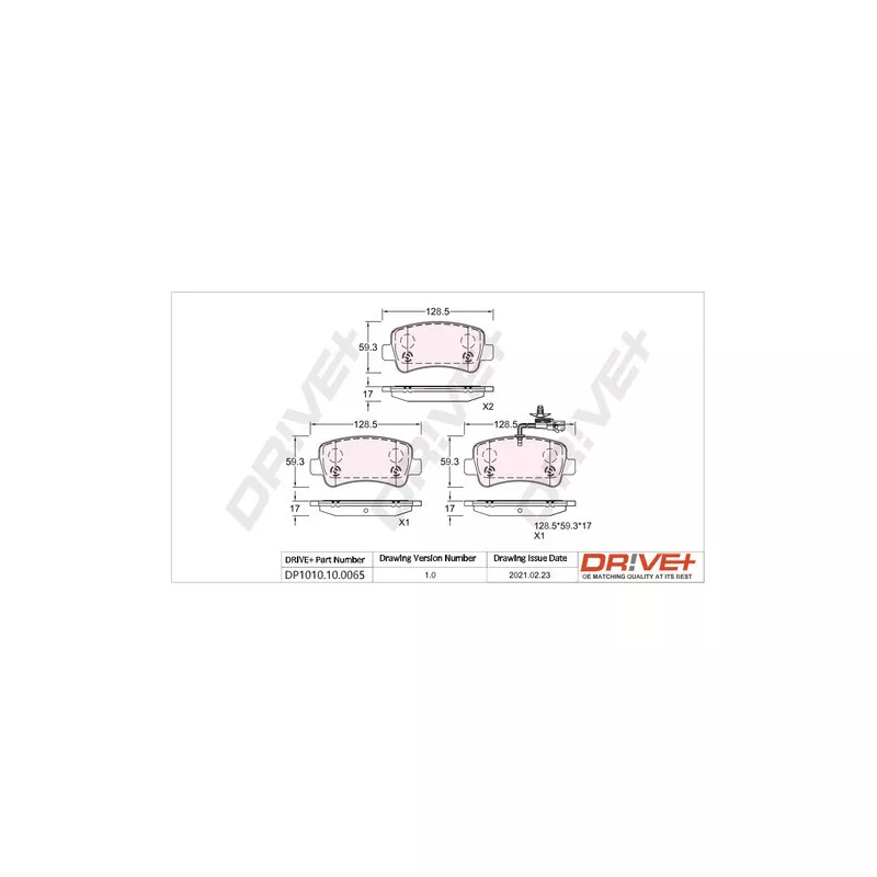 Jeu de 4 plaquettes de frein arrière Dr!ve+ DP1010.10.0065