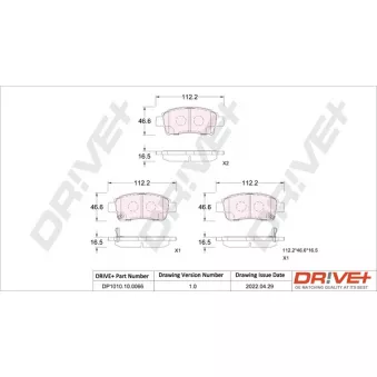 Jeu de 4 plaquettes de frein avant Dr!ve+