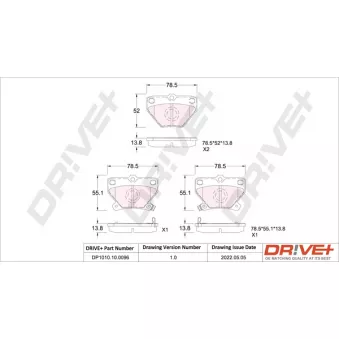 Jeu de 4 plaquettes de frein arrière Dr!ve+