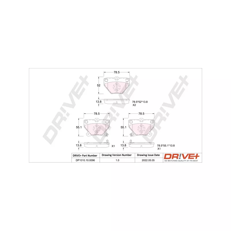 Jeu de 4 plaquettes de frein arrière Dr!ve+ DP1010.10.0096