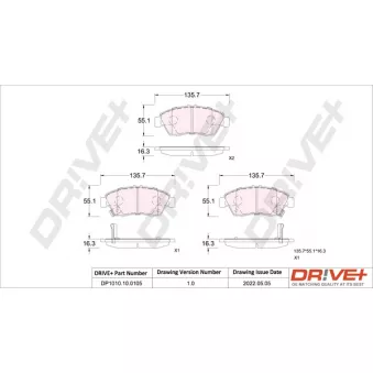 Jeu de 4 plaquettes de frein avant Dr!ve+ DP1010.10.0105