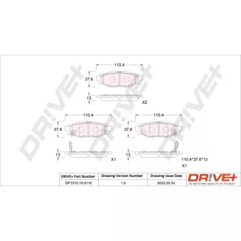 Jeu de 4 plaquettes de frein arrière Dr!ve+ DP1010.10.0116