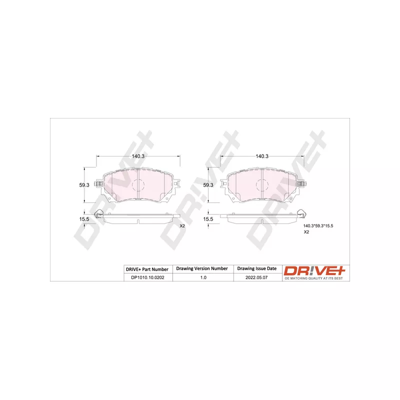 Jeu de 4 plaquettes de frein avant Dr!ve+ DP1010.10.0202