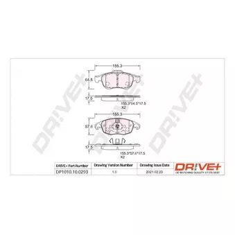 Jeu de 4 plaquettes de frein avant Dr!ve+ DP1010.10.0293