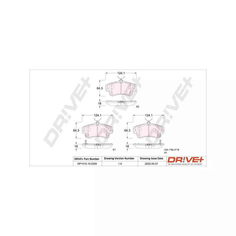 Jeu de 4 plaquettes de frein avant Dr!ve+ DP1010.10.0309