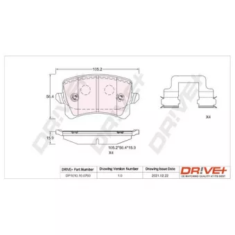 Jeu de 4 plaquettes de frein arrière Dr!ve+ DP1010.10.0760